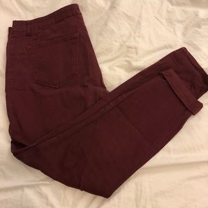 Refuge burgundy 5 pocket jean, size 14